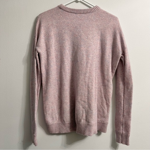 J. Crew 100% Wool Pink Lilac Sweater w Zipper Front Details Speckled Small - Picture 2 of 8